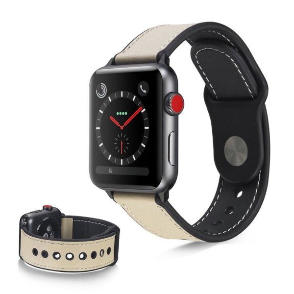Apple Watch Series 6 / 5 44mm elegant leather watch band - Beige Beige