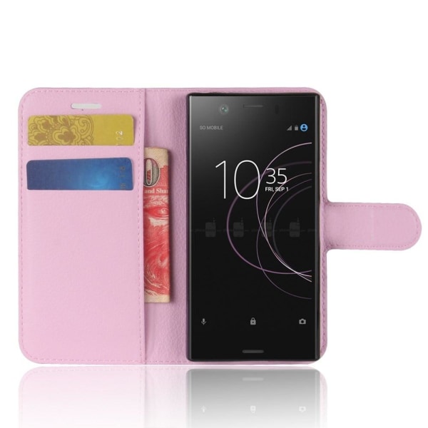 Sony Xperia XZ1 Compact Enfärgat läder fodral - Ljus rosa Rosa