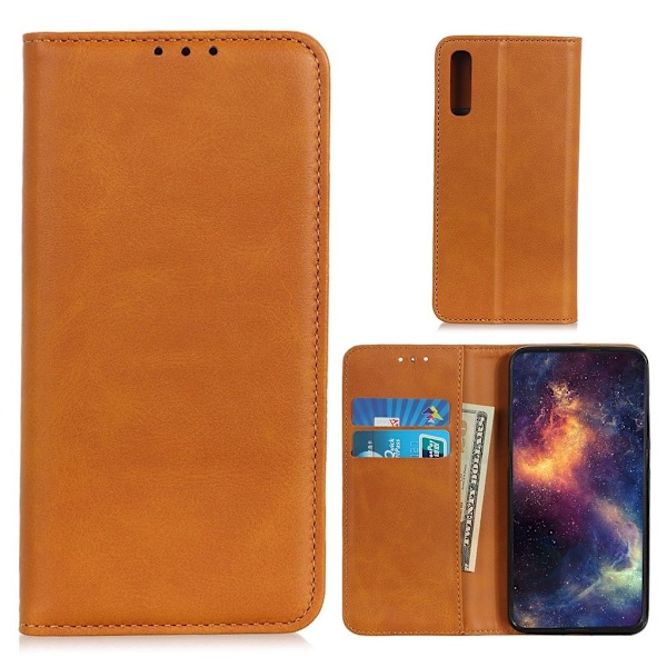 Lompakko-style Aitoa Nahkaa Läppäkotelo For Sony Xperia 5 II - Ruskea Brown