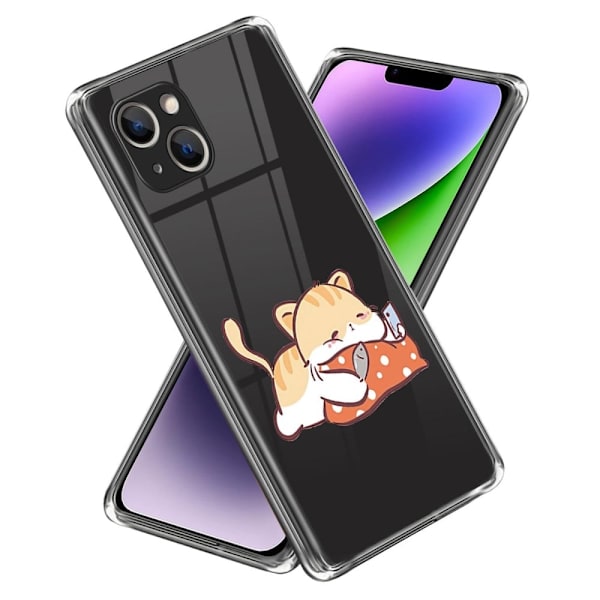 Deco iPhone 14 skal - Röd Kudde Katt Brun