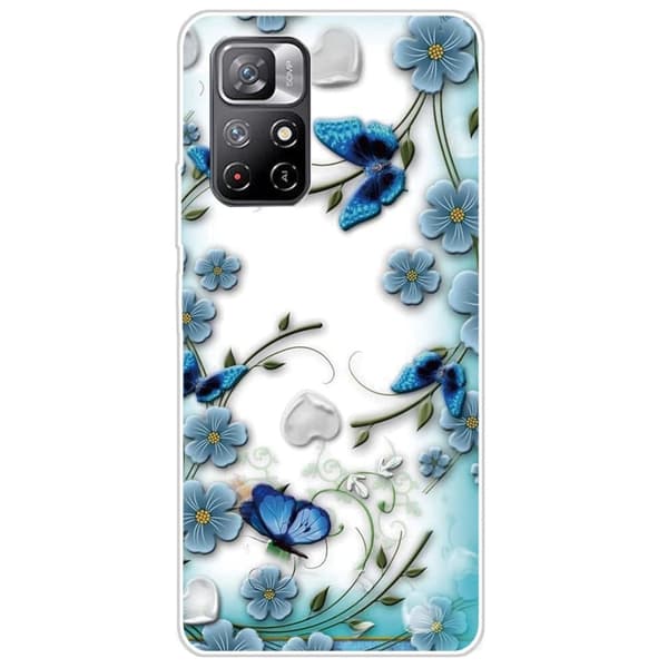 Butterfly läder Xiaomi Redmi Note 11T 5G / Xiaomi Redmi Note 11S 5G fodral - Blå Blå