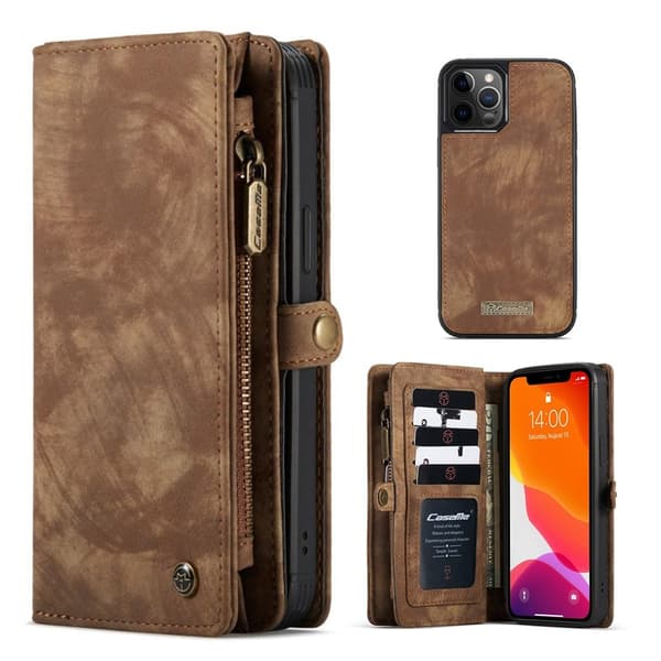 CaseMe iPhone 12 Pro Max Lommebok med Glidelås - Brun Brown