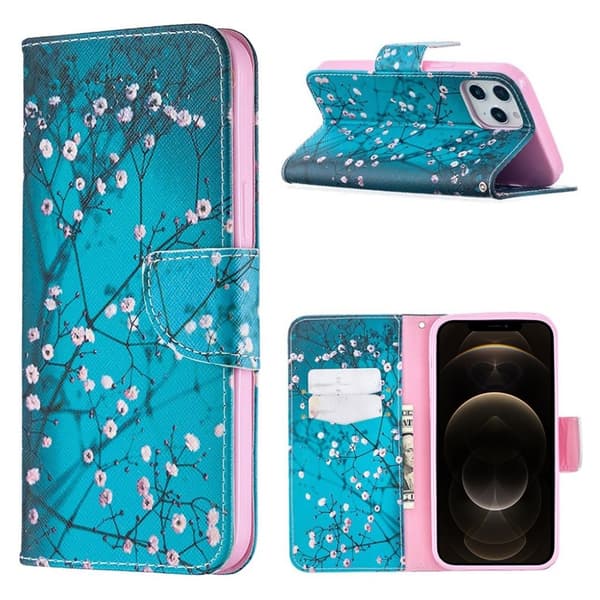 Wonderland iPhone 12 Pro Max flip etui - Træ Med Blomster Pink