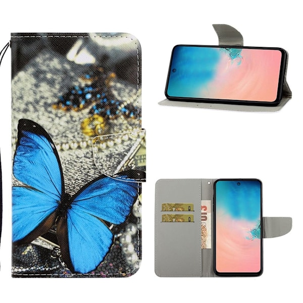 Wonderland Samsung Galaxy Note 20 Ultra Flip Etui - Blå Sommerfugl Blue