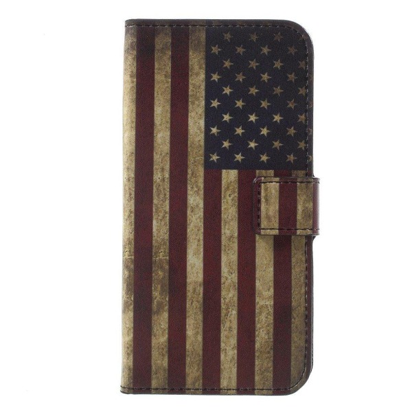 LG K4 2017 Owl stil PU læder flip taske - Vintage Amerikansk Flag Multicolor