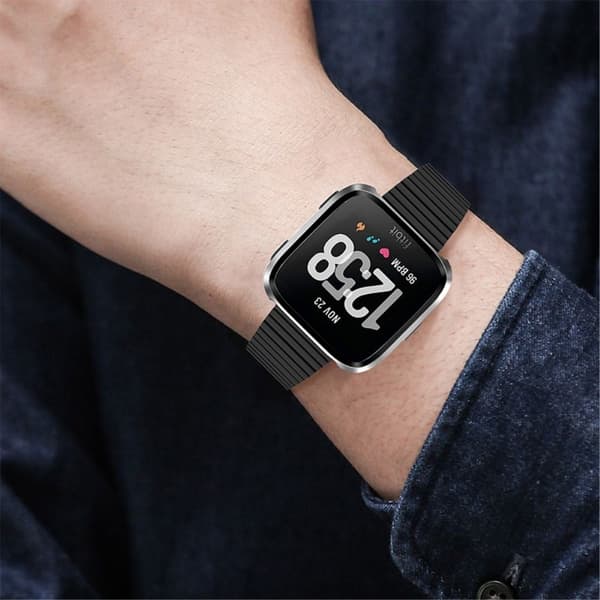 Fitbit Versa 2 / Versa Lite stilig klokkerem i rustfritt stål - Svart Black