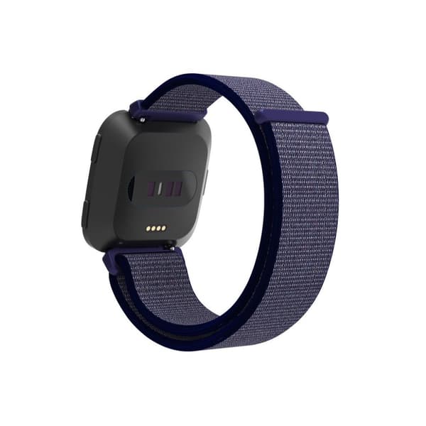 Fitbit Versa erstatnings urrem i nylon med velkro lukning - Midnats Blå Blue