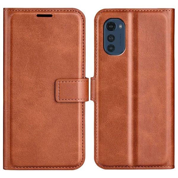 Motorola Moto E32 læderetui med pung - Brun Brown