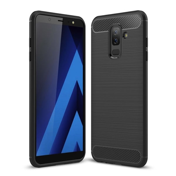 Samsung Galaxy A6 Plus (2018) och A9 Star Lite mobilskal TPU material skyddande kolfiber borstad textur värmeavledande - Svart Svart