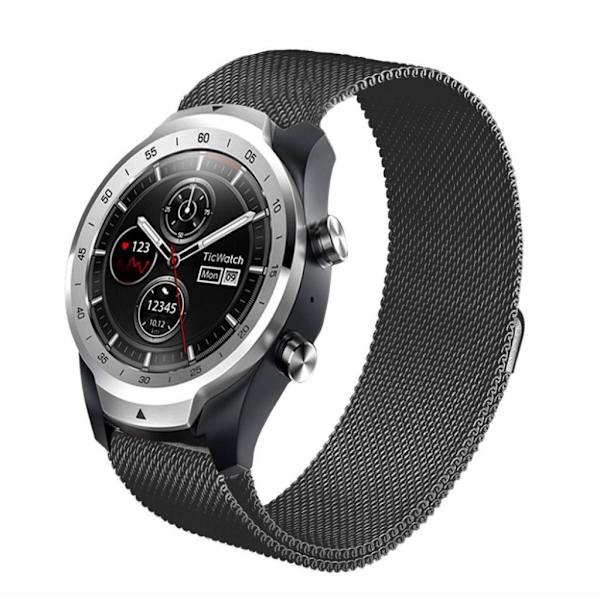 TicWatch Pro 22mm milanesisk urrem i rustfrit stål - sort Black