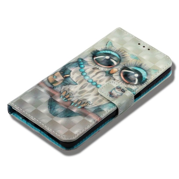 Samsung Galaxy A7 (2018) lys spot dekorations læder flip etui - Ugle Multicolor