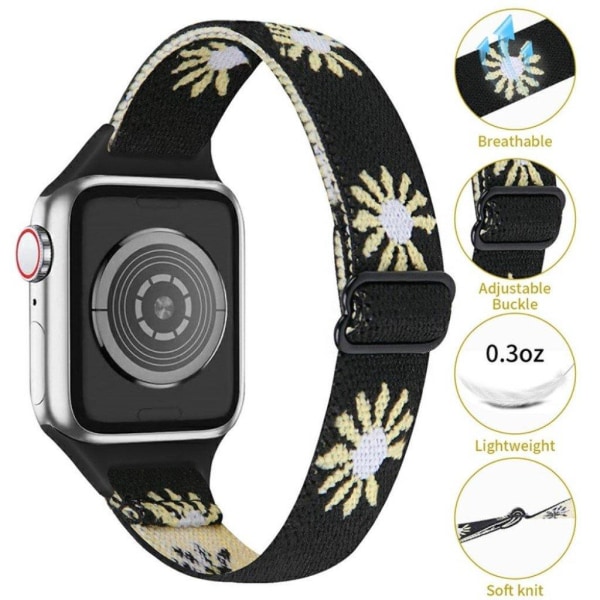 Apple Watch 42 mm - 44 mm klockarmband i nylon - Svart Prästkrage Svart