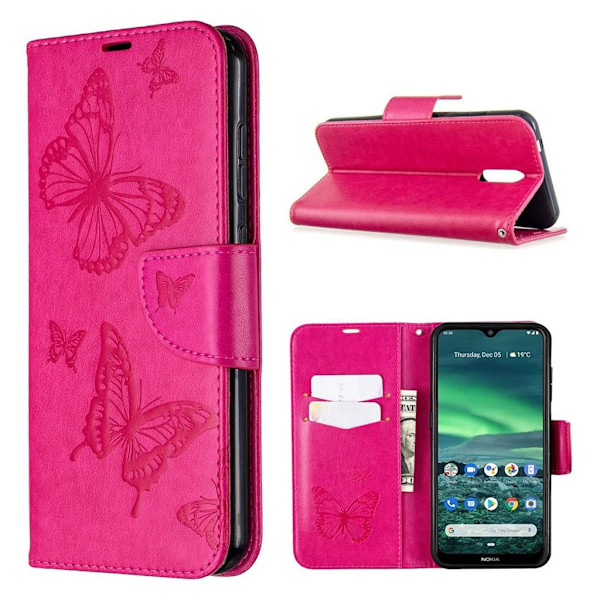 Butterfly läder Nokia 2.3 fodral - Rosa Rosa