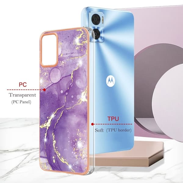 Marble Motorola Moto E22 / E22i Etui - Lilla Marmor Purple