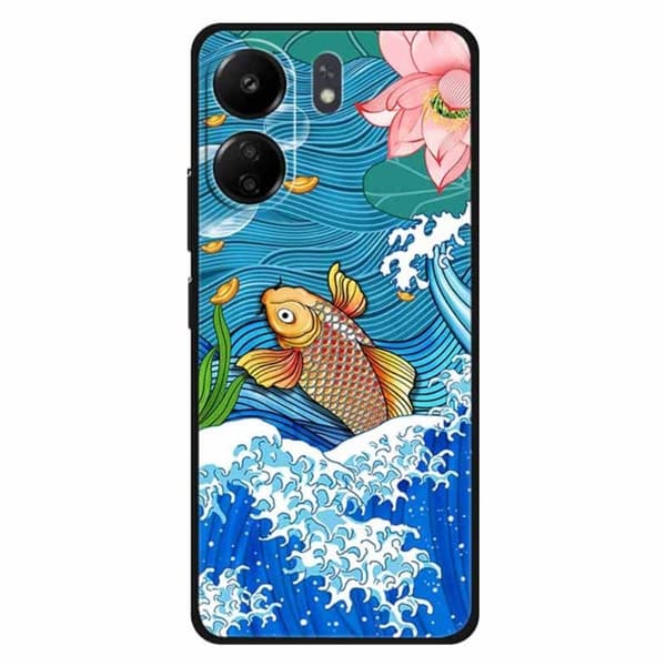 Imagine Xiaomi Redmi 13C / Xiaomi Poco C65 deksel - Gullkarpe Som Surfer Blue