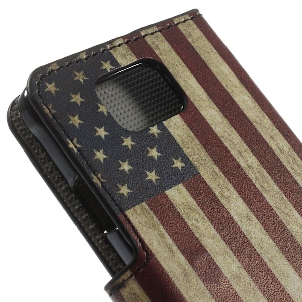 Moberg (Vintage USA Flagga) Samsung Galaxy Alpha Läder Flip Fodral multifärg