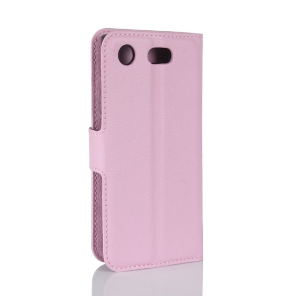 Sony Xperia XZ1 Compact Enfärgat läder fodral - Ljus rosa Rosa