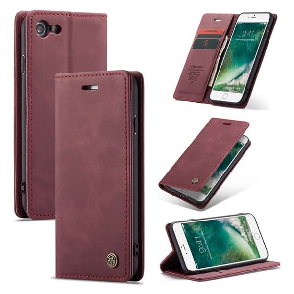 CaseMe iPhone SE 2020 Vintage Etui - Vinrød Red