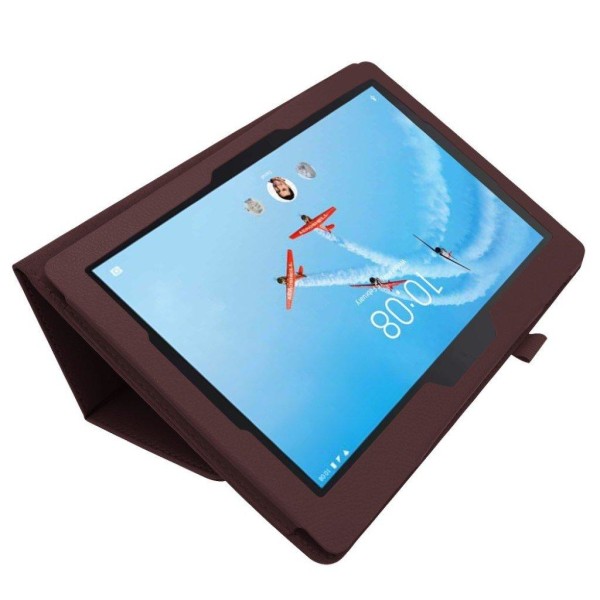 Lenovo Tab E10 litchi læderetui - Kaffe Brown