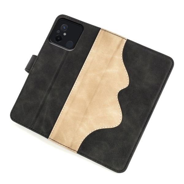 Tvåfärgat Xiaomi Redmi 12C fodral i läder - Svart Svart
