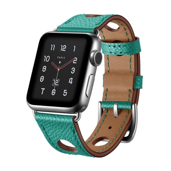 Apple Watch Series 5 42mm aitoa nahkaa oleva kellonauha - Vihreä Green