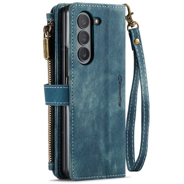 CaseMe Samsung Galaxy Z Fold6 etui med lynlås og pung - Blå Blue