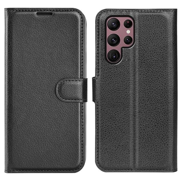 Klassisk Samsung Galaxy S23 Ultra Flip Etui - Sort Black