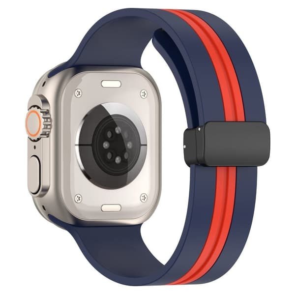 Apple Watch Series 8 (41 mm) tofarget silikonrem - Midnattsblå / Rød Blue