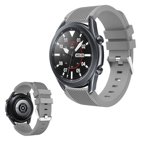 Samsung Galaxy Watch 3 (45mm) pin stripe silikon klockarmband - grå Silvergrå