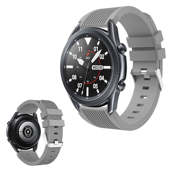 Samsung Galaxy Watch 3 (45mm) pin stripe silikone rem - grå Silver grey