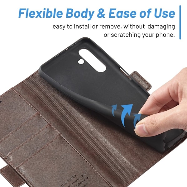 LC.IMEEKE Samsung Galaxy A14 Flip Etui - Brun Brown