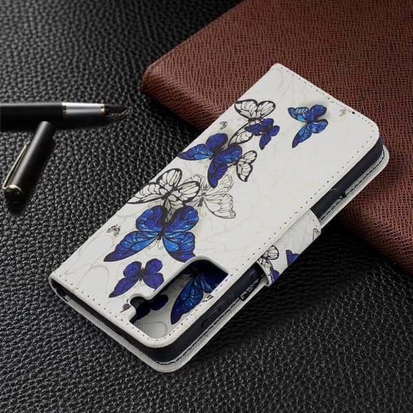 Wonderland Samsung Galaxy S21 flip etui - smuk sommerfugl Blue