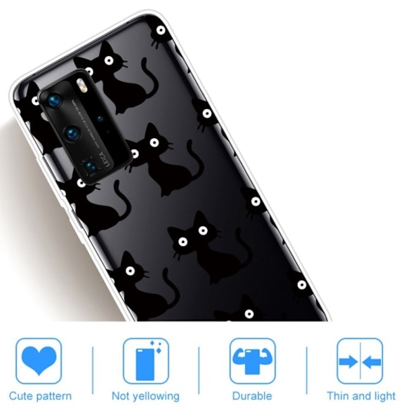 Deco Huawei P40 kuoret -Musta Kissa Black