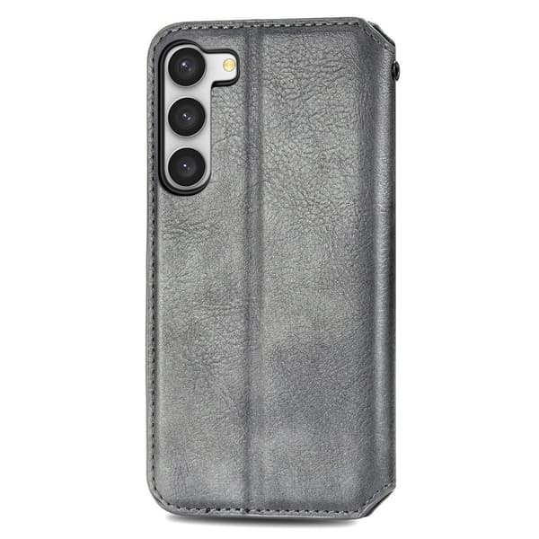 Læretui med A Stilfull Rhombus Imprint til Samsung Galaxy S23 Plus - Grå Silver grey