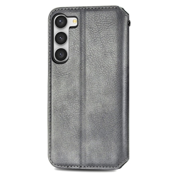 Nahkakotelo With A Stylish Rhombus Imprint For Samsung Galaxy S23 Plus - Harmaa Silver grey