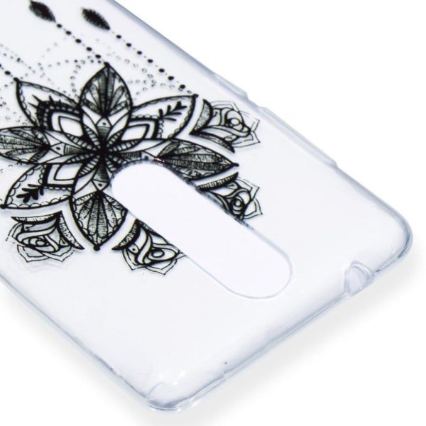 Nokia 5.1 beskyttelsesetui i silikone med printet mønster - Blon Black