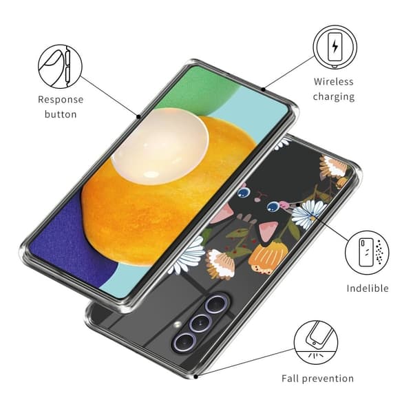 Deco Samsung Galaxy A34 5G Etui - Blomst / Kat Multicolor