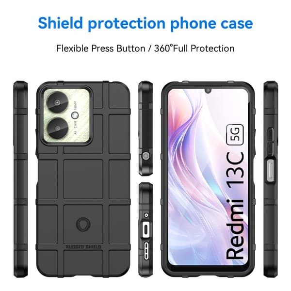 Rugged Shield Xiaomi Redmi 13C / Xiaomi Redmi 13R kotelot - Musta Black
