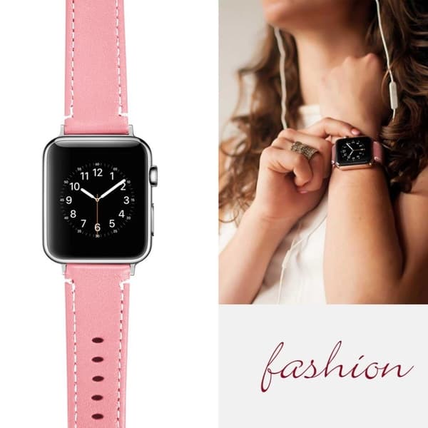 Apple Watch Series 5 / 4 40mm klassisk urrem i ægte læder - Lyserød Pink