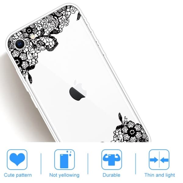 Mønstertryk Fleksibelt blødt telefon cover iPhone SE (2022)/SE (2020)/8/7 4,7 tommer - Sort Black