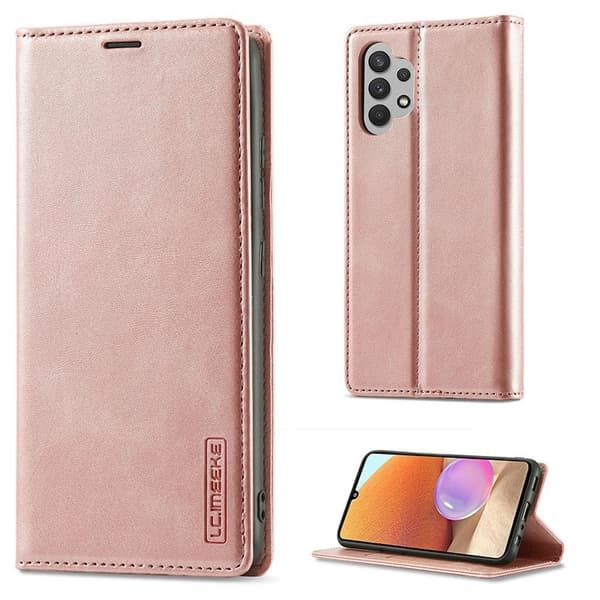 LC.Imeeke Samsung Galaxy A32 5G Læder Etui - Rødguld Pink