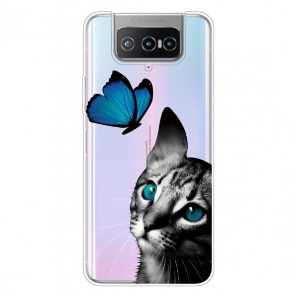 Deco ASUS Zenfone 7 Pro etui - kat og sommerfugl Black