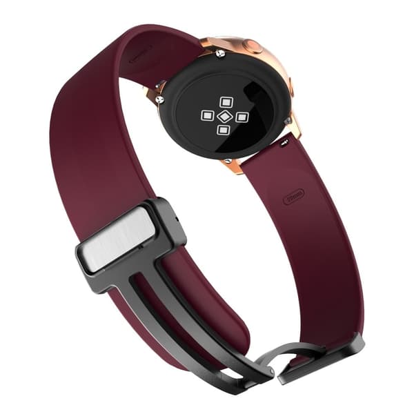20 mm universal silikonrem med sammenleggbar svart spenne - Vinrød Red