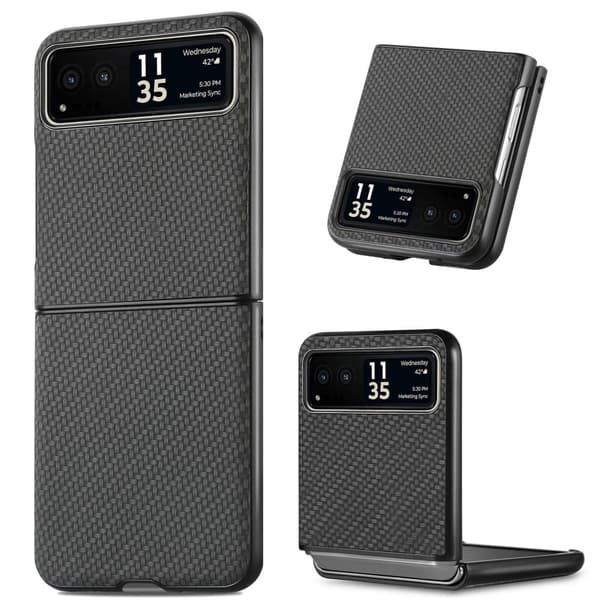 Motorola Razr 40 lædercover i kulfiber-stil - Sort Black