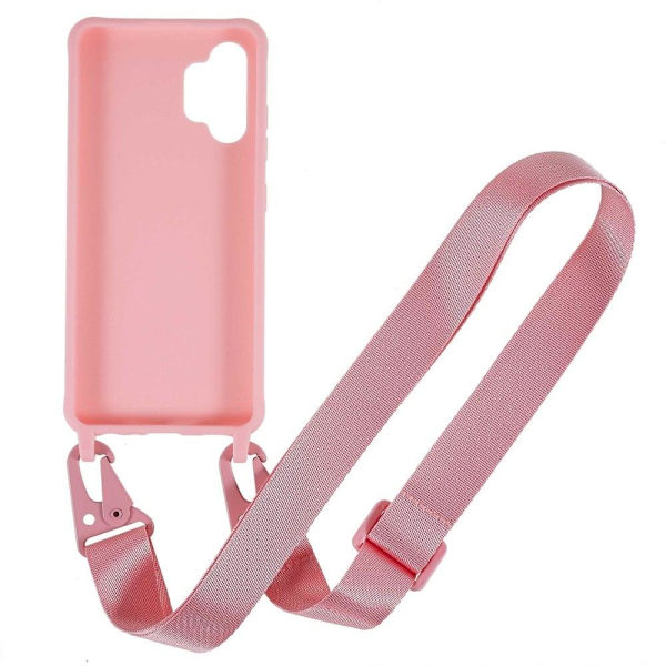 Ohut TPU-kotelo, jossa on mattapinta ja säädettävä hihna Samsung Galaxy A32 - Pinkki Pink