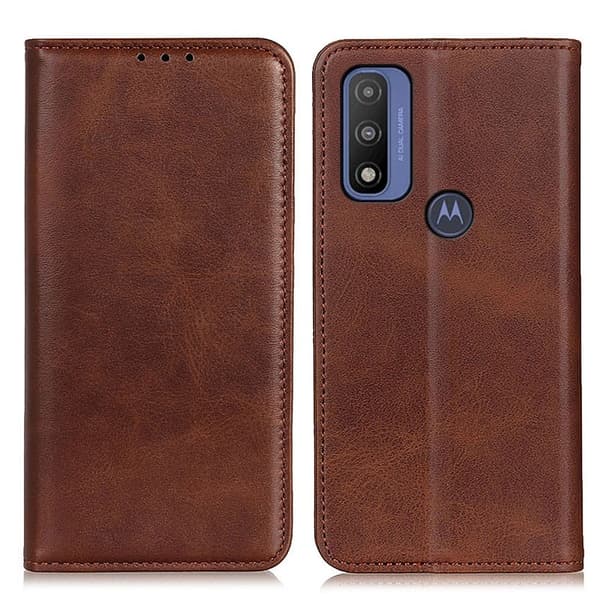 Flip Etui med Pung i ægte Læder til Motorola G Pure - Kaffe Brown