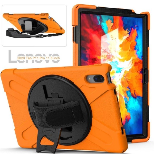 360 graders kickstand + silikone Etui with Strop for Lenovo Tab Orange