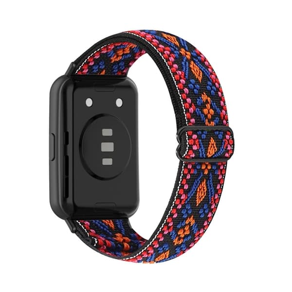 Huawei Watch Fit 2 elastisk nylon-urrem i etnisk stil - Lyserød / Orange Pink