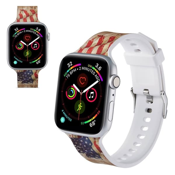Apple Watch Series 5 44mm kuvioitu silikoninen kellonauha - Us Lippu Multicolor