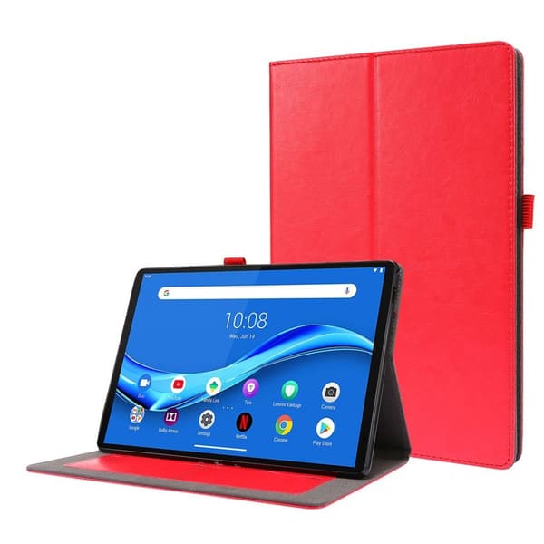 Crazy Horse Lenovo Tab M10 Lær Flippetui - Rød Red